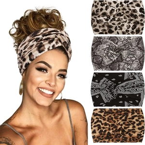 Bandeau Élastique Noué pour Femmes Hommes Imprimé Léopard Serpent Paisley Sport Yoga Fitness Bandeau Anti-transpiration Accessoires
