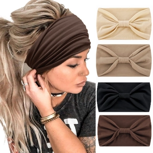 Fascia per Capelli Elastica a Nodo Largo da Donna Tinta Unita Sport Yoga Turbante Fatto a Mano in Tessuto Accessori Moda