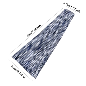Detailed dimension view of blue striped yoga sports headband with 25cm length spec