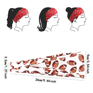 Diadema deportiva elástica con patrón de fútbol americano en tela transpirable para mujer