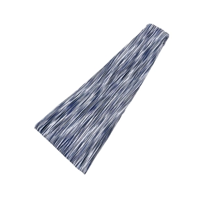 Elastic wide headband for sports and yoga with blue and white vertical stripe design
