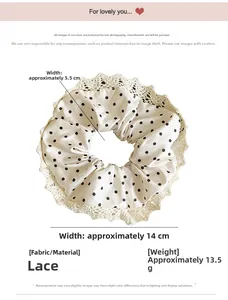 Dimensions détaillées pour chouchou en dentelle avec motif à pois noirs élégant