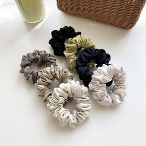 Elegant Satin Pleated Scrunchie Large Handmade Hair Tie High Elasticity Solid Color Lustrous Hair Accessories For Women