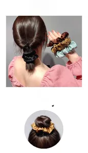 Close-up of silk-like satin hair scrunchies showing glossy texture and various colors