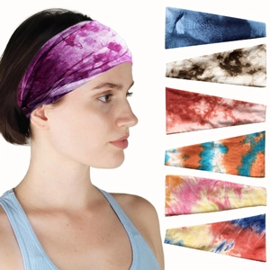 Bandeau de Sport Tie Dye pour Femmes Hommes Bandeau de Transpiration Yoga Élastique Antidérapant Large Bandeau pour Fitness Course Entraînement Couvre-Chef Décontracté