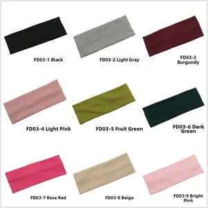 Multi-color ribbed cotton yoga headbands in nine vibrant shades for sports and washing