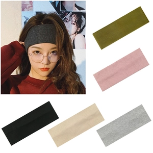Solid Color Ribbed Cotton Headband Elastic Wide Sweatband Yoga Running Sports Hair Band For Women Men Workout Headwear Accessory