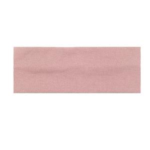 Light pink ribbed knit headband for yoga and sports, made of elastic cotton blend fabric