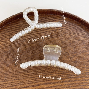 Elegant 11.5cm large pearl hair claw clips in transparent acrylic for women hair styling