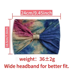 Fascia yoga larga tie-dye arcobaleno dimensioni 24x18,5cm in maglia elastica