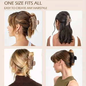 Matte hair claw clips for women showing multiple colors and various hairstyle applications