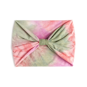 Fascia per capelli elastica tie-dye per yoga da donna con nodo ritorto in colori arcobaleno