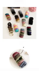 Macro detail of seamless high-elastic hair ties in various colors with a storage box