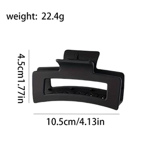 Matte black rectangular hair claw clip for thick hair with 10.5cm length dimensions