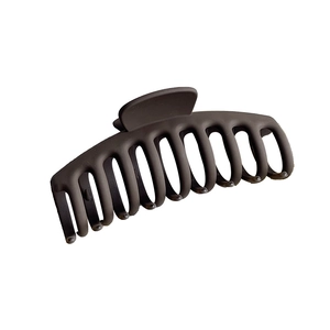 Matte coffee brown 10.5cm shark hair claw clip for thick hair on white background