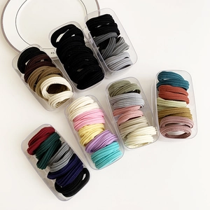 Seamless high elasticity hair ties set in various colors with transparent storage box