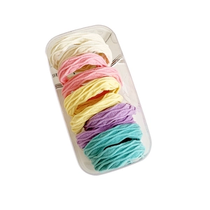 7-piece multi-colored high-elastic seamless hair ties set in a clear storage box