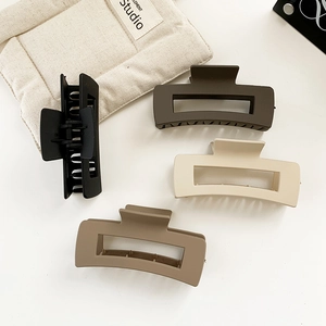 Matte Morandi rectangular hair claw clips for women in four elegant minimalist colors