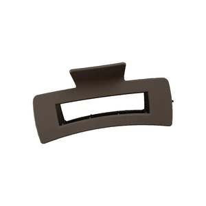 Minimalist matte dark brown rectangular claw clip for elegant hair styling