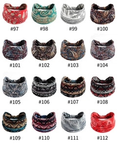Détails de 16 bandeaux élastiques en coton aux motifs paisley et bohèmes variés