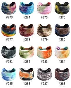Sélection de 16 bandeaux de yoga bohèmes léopard et tie-dye avec détails de nœuds