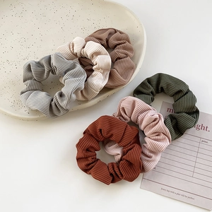 Women Ribbed Striped Large Scrunchies Solid Color Pleated Elastic Fabric Hair Ties Minimalist Fashion Hair Accessories