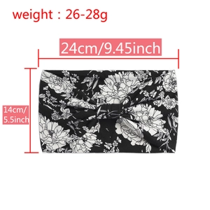 Tableau des tailles du bandeau de yoga : dimensions de 24 cm de long et 14 cm de large