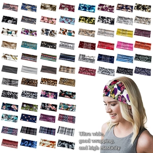 Bohemian paisley yoga sports headband with wide elastic cotton knot design
