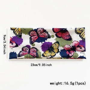 Elastic yoga headband with colorful butterfly print for sports and fitness routines