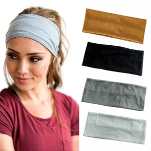 Solid Color Knitted Polyester Sport Headband For Women Men High Elastic Sweat-Absorbent Yoga Running Fitness Sweatband