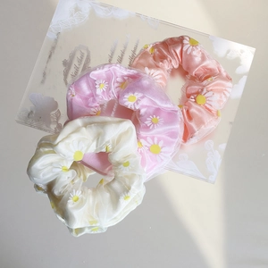 Sweet Daisy Mesh Scrunchies Organza Satin Printed Hair Ties Gradient Star Sequined Elastic Hair Bands Hair Accessories