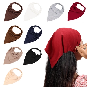 Bandeau Triangle en Coton Couleur Unie Bohème pour Femmes Bandeau Élastique Grand Foulard de Tête Respirant Yoga Sport Turban
