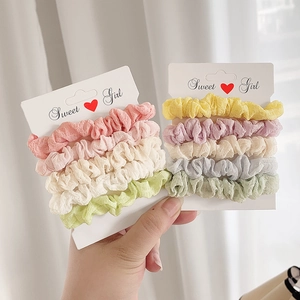 Simple Elegant Pleated Fabric Hair Scrunchies For Women Fresh Sweet Ruffled Hair Ties Versatile High Ponytail Accessories Multicolor Hair Bands