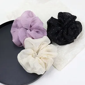 Eleganter Netz Strass Haargummi Großer Flauschiger Organza Haarreif Für Damen Funkelndes Haarband Mode Kopfschmuck Zubehör