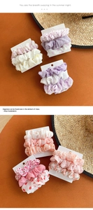 Lot de chouchous à fleurs et pois dans les tons violet et rose avec décor d'été