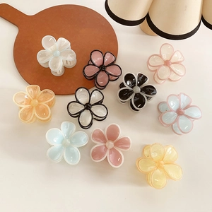 Colorful five-petal flower hair claws in macaron cream jelly colors for elegant styling