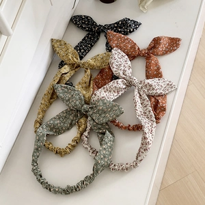 Lot de 5 bandeaux élastiques à fleurs avec nœud papillon oreilles de lapin pour femme