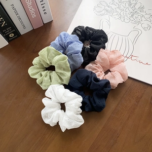 Nuovo Stile Coreano Dolce 3D Pois Tinta Unita Tessuto Scrunchie per Donna Carino Pieghettato Grande Elastico Capelli Accessori