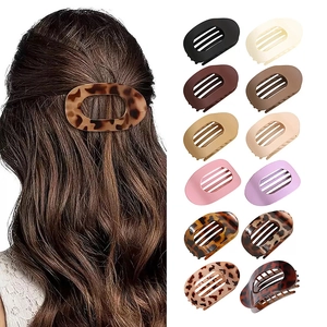 Pinza per Capelli Ovale Svuotata Vintage Grande in Acetato Acrilico Stampa Leopardata Tartarugato Accessori per Capelli Colore Macaron Donna