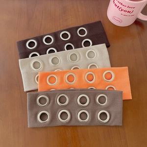Hip hop punk style wide ribbed headbands with silver metal eyelets in multiple colors