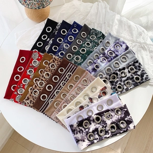 Fashion wide headbands with metal eyelets in leopard print, floral and paisley patterns