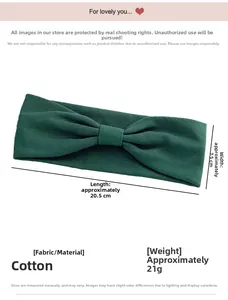 Macro view of dark green elastic sports headband showing 20.5cm length and 7.5cm width