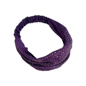 Sparkling dark purple rhinestone headband with twist knot design for women's hair styling