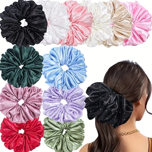 Chouchous en Satin de Luxe pour Femmes Avec Strass Grands Élastiques à Cheveux Élégants Bandeaux en Satin Surdimensionnés pour Fêtes et Accessoires Quotidiens