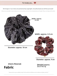 Comparaison de taille entre chouchous paisley de 18 cm et 9 cm avec détails