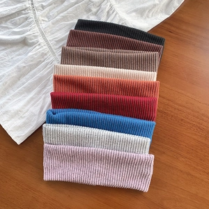 Women's Solid Color Elastic Knitted Wide Headband Ribbed Texture Hair Band For Yoga Washing Face Casual Hair Accessories