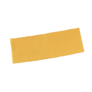 Elastic mustard yellow ribbed knitted sports headband for yoga and workout sessions