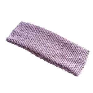 Purple elastic wide ribbed headband for women, knit sports hair band for yoga and washing