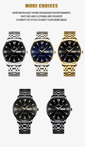 Five premium stainless steel men's watches with Roman numerals and day-date display dials