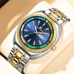 VA VA VOOM Men's Quartz Watch Stainless Steel Band Waterproof Luminous Dual Calendar Business Fashion Large Dial Wristwatch